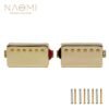 Tan NAOMI 2 Pcs Electric Guitar Pickups Closed Seal Golden Color Neck Guitar Double Coil Humbucker Pickups Set