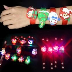 Black Christmas Gift Luminous Wrist Band Cartoon LED Flash Bracelet For Kids Presents Decoration Toys