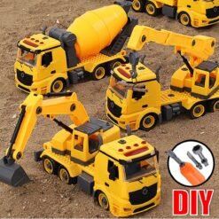 Simulation DIY Nut Disassembly Loading Unloading Assembly Engineering Truck Excavator Bulldozer Car Model Toy with LED Light & Music Effect for Kis Gift - Toys Ace