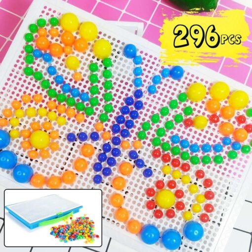 Royal Blue Kids Pegs Board DIY 296 Toys Educational Children Puzzle Learning Creative Gift
