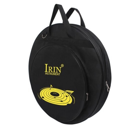 Black IRIN 21 Inch Cymbal Bag Backpack for 21 inch Cymbals Three Pockets with Removable Divider Shoulder Strap Carrying Bag