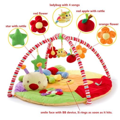 Sandy Brown Baby Musical Play Mat Free Tummy Time Caterpillar Soft Toy Premium Baby Play Mat