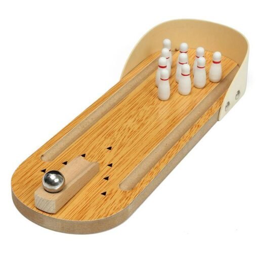 Goldenrod Mini Indoor Desktop Game Wooden Bowling Table Play Games Party Fun Kids Toys Board Games