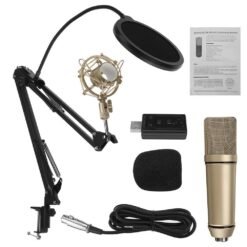 Black GAM-U87V/U87P Green Audio Condenser Microphone Kit for Karaoke Living Recoarding with Phantom Power