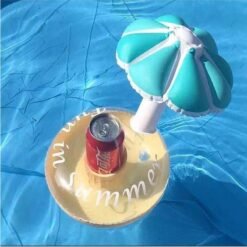 Rosy Brown Coconut Tree Floating Inflatable Drink Can Holder Swimming Pot Party Funny Toy