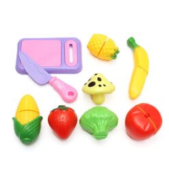 Pink 9PCS Plastic Cutting Vegetable Fruit Kitchen Food Pretend Play Toys Kid Gift Set