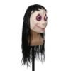 White LED Scary Momo Mask Game Horror Mask Cosplay Full Head Momo Mask Big Eye With Long Wigs Halloween Party Props