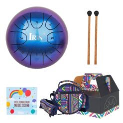 Dark Slate Blue IRIN Steel Tongue Drum 5.5 Inch 8 Tune Steel Hand Pan Drum With Drumsticks Carrying Bag Percussion Instrument