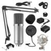 Dark Slate Gray BM700 Microphone Condenser Sound Recording Microphone With Shock Mount For Radio Braodcasting Singing Recording KTV Karaoke Mic