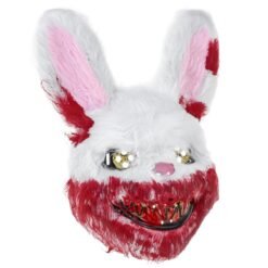 Brown Bloody Rabbit Plush Mask Halloween Ghost Festival Horror Mask Cute Rabbit Headgear