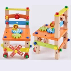 Coral DIY Creative Toy Multi-function Nut Disassembly Combination Toy Wooden Chair