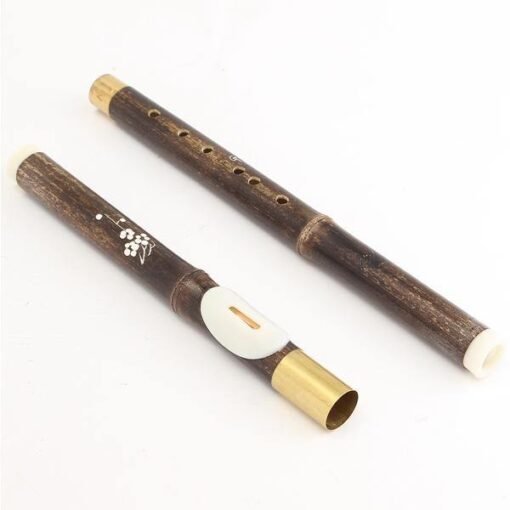 Dark Olive Green Chinese Black Bamboo Bawu G Key Woodwind Flute Musical Instrument