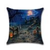 Midnight Blue Halloween Series Ancient House Witch Pumpkin Cat Pillow Cover Decorative Toys