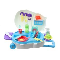 Light Sky Blue Kids Kitchen Dishwasher Playing Sink Dishes Toys Play Pretend Play Toy Set