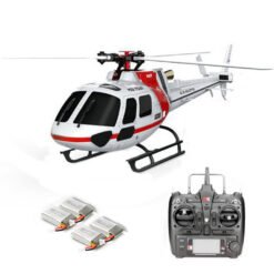 XK K123 6CH Brushless 3D6G System AS350 Scale RC Helicopter Compatible with FUTAB-A S-FHSS 4PCS 3.7V 500MAH Lipo Battery.