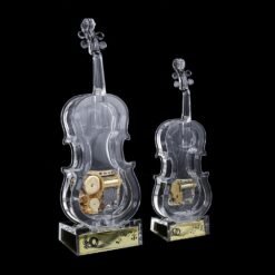 Slate Gray Mechanical Wind-up Violin Shape Music Box Home Decoration Birthday Gifts