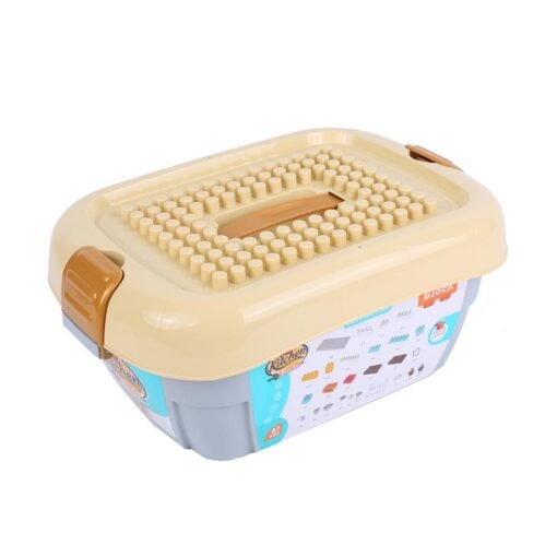 Wheat Goldkids HJ-35006A 87PCS Kitchen Series Rectangular Small Bucket DIY Assembly Blocks Toys for Children Gift