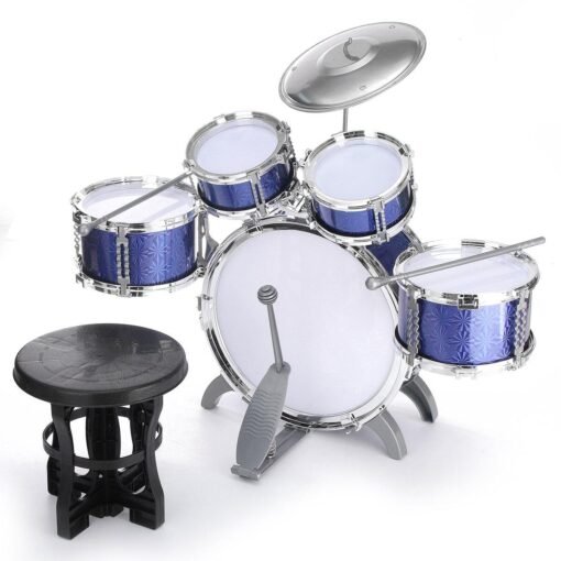 Lavender Kids Jazz Drum Set Kit Musical Educational Instrument 5 Drums 1Cymbal with Stool Drum Sticks Percussion Instrument