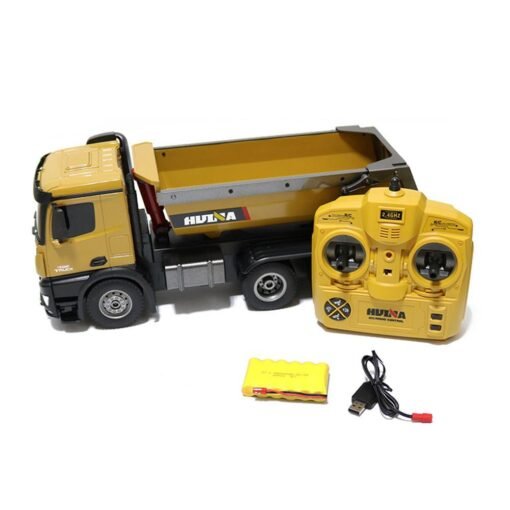 Goldenrod HuiNa 1573 RC Car 1/14 Trucks Metal Bulldozer Charging RTR Truck Construction Vehicle Kids Toys