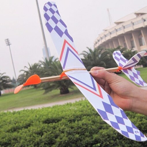 Dark Khaki Elastic Rubber Band Powered DIY Foam Plane Kit Aircraft Model Educational Toy