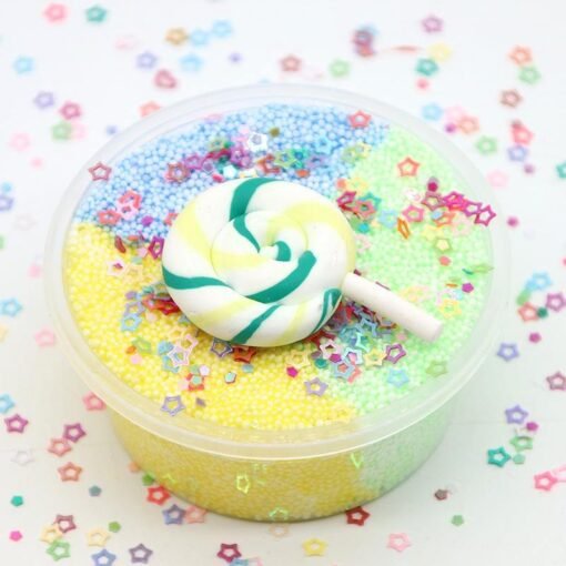 Khaki DIY Three Color Slime Lollipop Snowflake Mud Cotton Star Decompression Stress Reliever Toy 60ml