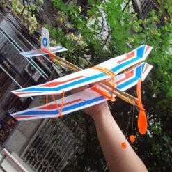 Medium Turquoise DIY Hand Throw Flying Plane Toy Elastic Rubber Band Powered Airplane Assembly Model Toys