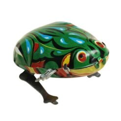 Forest Green Funny Wind Up Jumping Frog Toy Clockwork Spring Tin Toy With Key