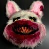 Dark Red Bloody Rabbit Plush Mask Halloween Ghost Festival Horror Mask Cute Rabbit Headgear
