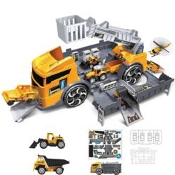 Goldenrod Children's Simulation Diecast Engineering Vehicle Model Set Deformation Storage Parking Lot Educational Toys