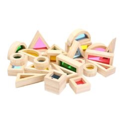Bisque Kidpik 24PCS Wooden Rainbow Blocks Toys Construction Building Toy Set Stacking Blocks