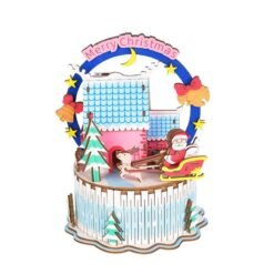 iiecreate DIY Assembled Christmas Eve and Thanksgiving Christmas Music Box Doll House Model Toy - Toys Ace