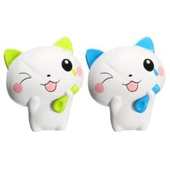 Woow Squishy Cat 13cm Slow Rising Collection Gift Cute Decor Soft Toy Blue and Green - Toys Ace