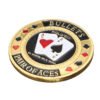 Pale Goldenrod Metal Poker Guard Card Protector Coin Chip Gold Color Plated With Round Plastic Case