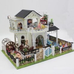 Hoomeda DIY Wood Dollhouse Miniature With LED Furniture Cover Music Happy Together - Toys Ace