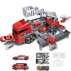Firebrick Children's Simulation Diecast Engineering Vehicle Model Set Deformation Storage Parking Lot Educational Toys