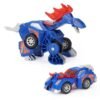 Dark Slate Blue Electric Transformed Dinosaur Chariot Car Diecast Model Toy with LED Lights for Kids Gift
