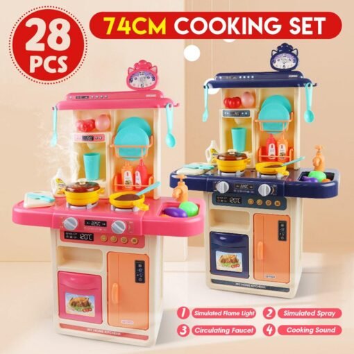 Coral Children Play House Spray Kitchen Toy Set Sound And Light Water Simulation Cooking Utensils Early Education Puzzle Toys