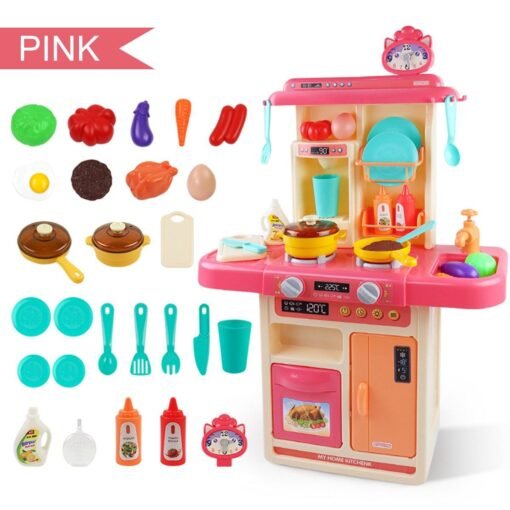 Maroon Children Play House Spray Kitchen Toy Set Sound And Light Water Simulation Cooking Utensils Early Education Puzzle Toys