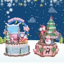 iiecreate DIY Assembled Christmas Eve and Thanksgiving Christmas Music Box Doll House Model Toy - Toys Ace