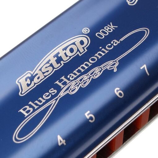 Cornflower Blue 7PCS Easttop T008K 10 Hole Blues Harmonica Tone A B C D E F G Blue Color For Beginner