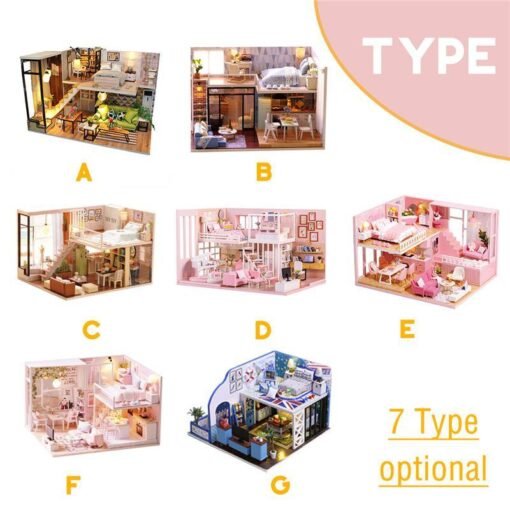 Multi-style 3D Wooden DIY Assembly Mini Doll House Miniature with Furniture Educational Toys for Kids Gift - Toys Ace