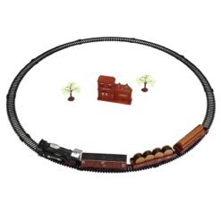 Saddle Brown Christmas Classic Simulation Electric Train Rail Car DIY Assembly Track Model Toy with Lights for Kids Birthday Gift (Black)