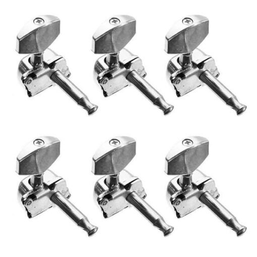 White Smoke Acoustic Guitar String Semiclosed Tuning Pegs Tuners Machine Heads 6L Chrome