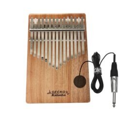 White GECKO 15 Key Kalimba G Tone Thumb Piano Mbira Keyboard Instrument + Pickup Camphor Wood Kalimba Musical Instrument K15CAPEQ