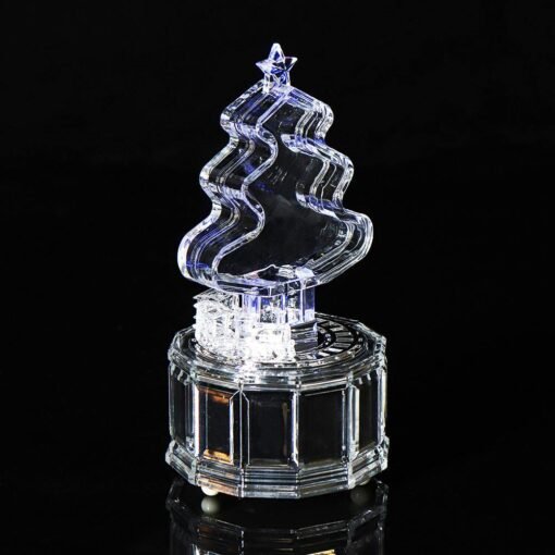 Lavender Christmas Tree Music Box with Lights Acrylic Crystal Texture Music Box Christmas Gifts Birthday Gifts