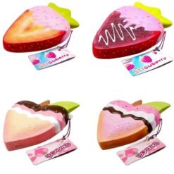Hoson Squishy Strawberry Peach Toast 19cm 7.5Inches Bread Soft Slow Rising Fruit Toy With Original Package - Toys Ace